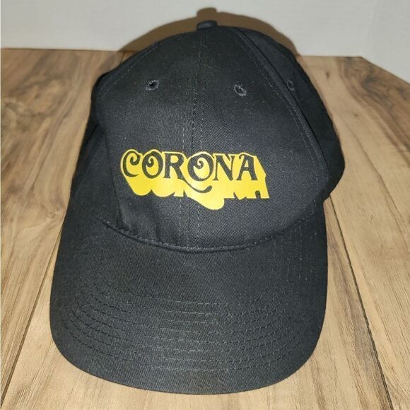 Corona Unbranded Cap Hat Black With Yellow Letters Adjustable Size. - Picture 1 of 6